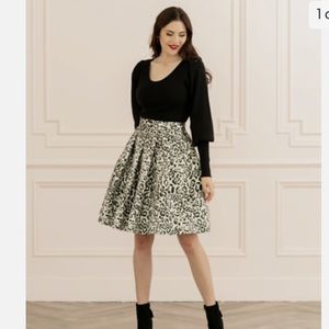 Rachel Parcell Metallic Leopard Jacquard Full Skirt
